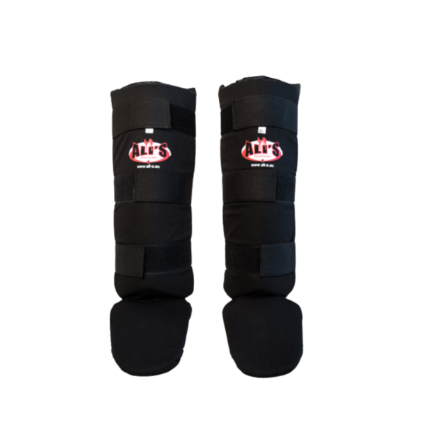 Kickboks starterset – katoenen scheenbeschermers zwart