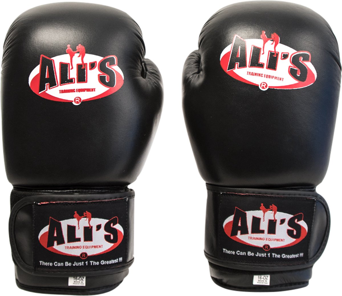 Ali’s Fightgear BG SP zwarte bokshandschoenen, voorzijde